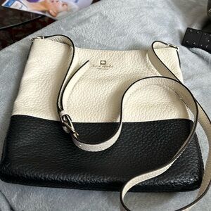 Kate Spade Black and Beige Pebble Leather Shoulder Handbag
